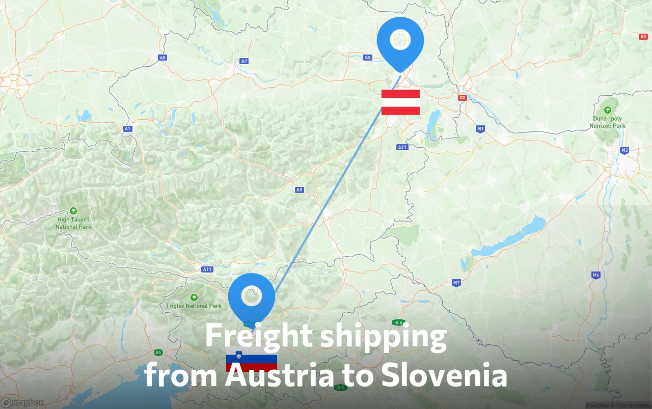 Shipping route from Austria to Slovenia