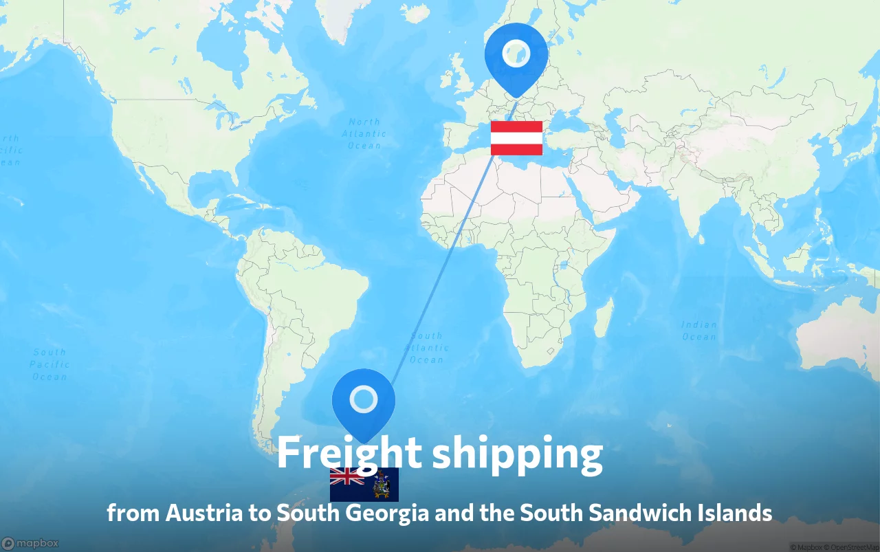 Shipping route from Austria to South Georgia and the South Sandwich Islands