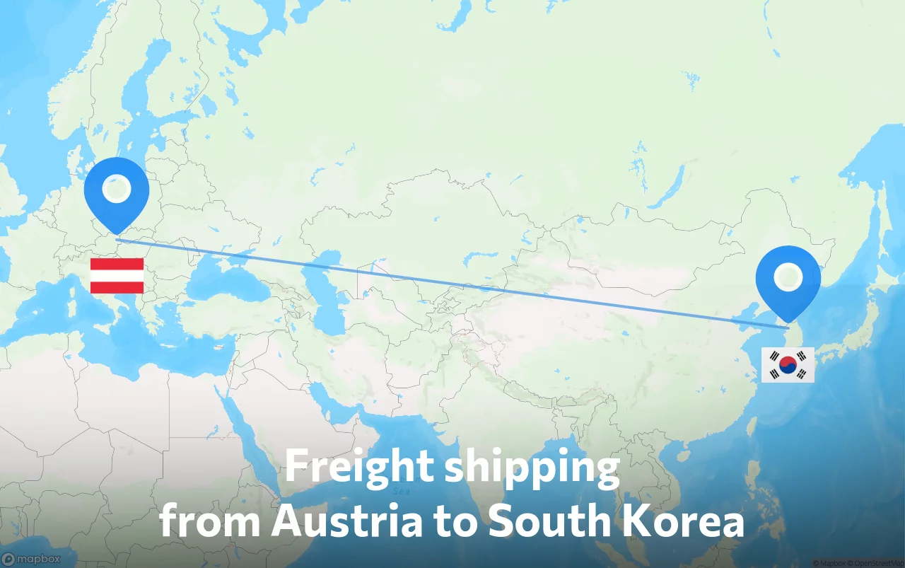 Shipping route from Austria to South Korea