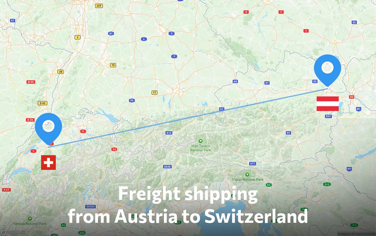 Shipping route from Austria to Switzerland