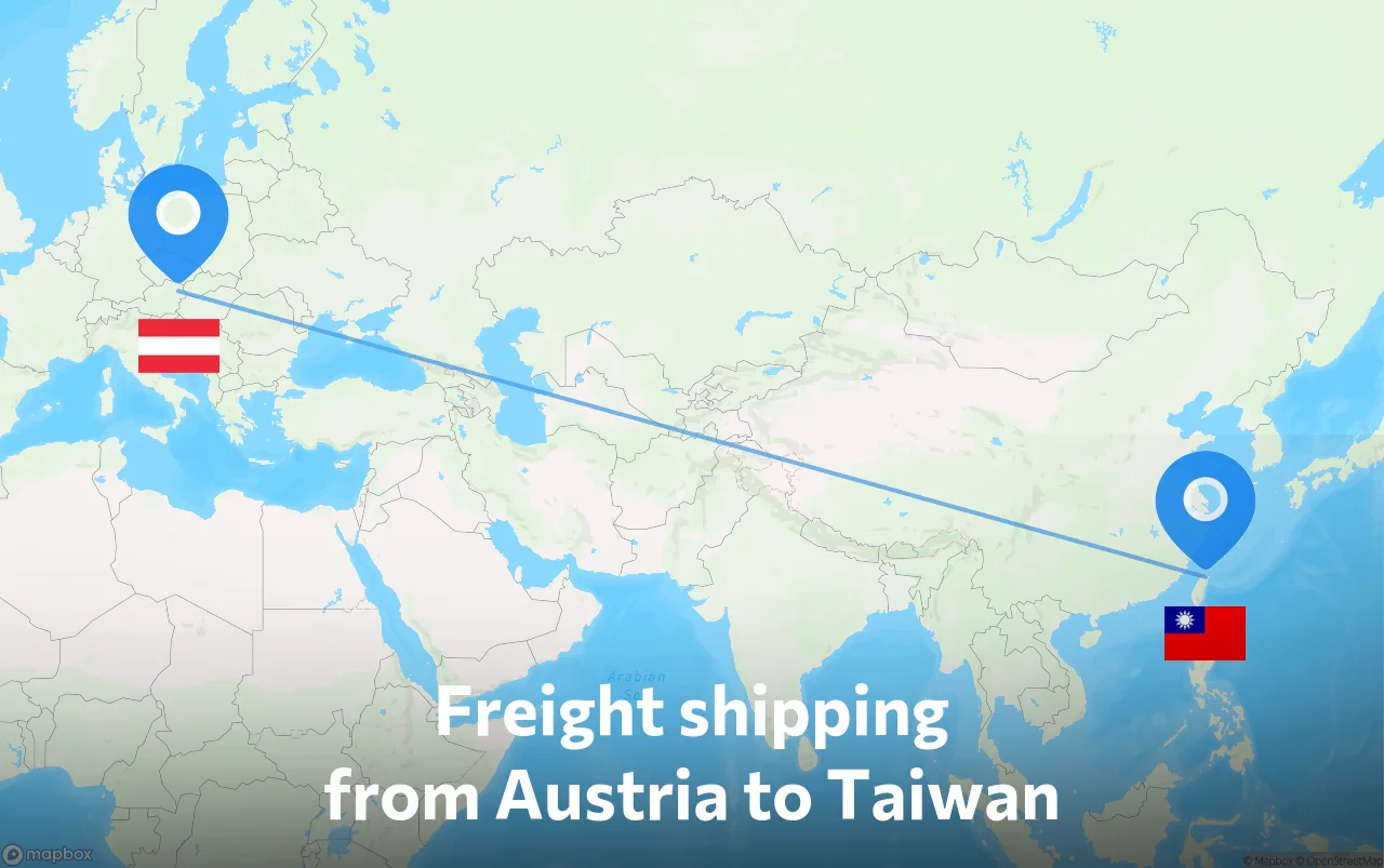 Shipping route from Austria to Taiwan