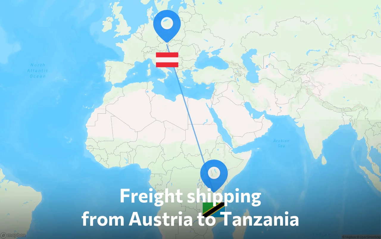 Shipping route from Austria to Tanzania