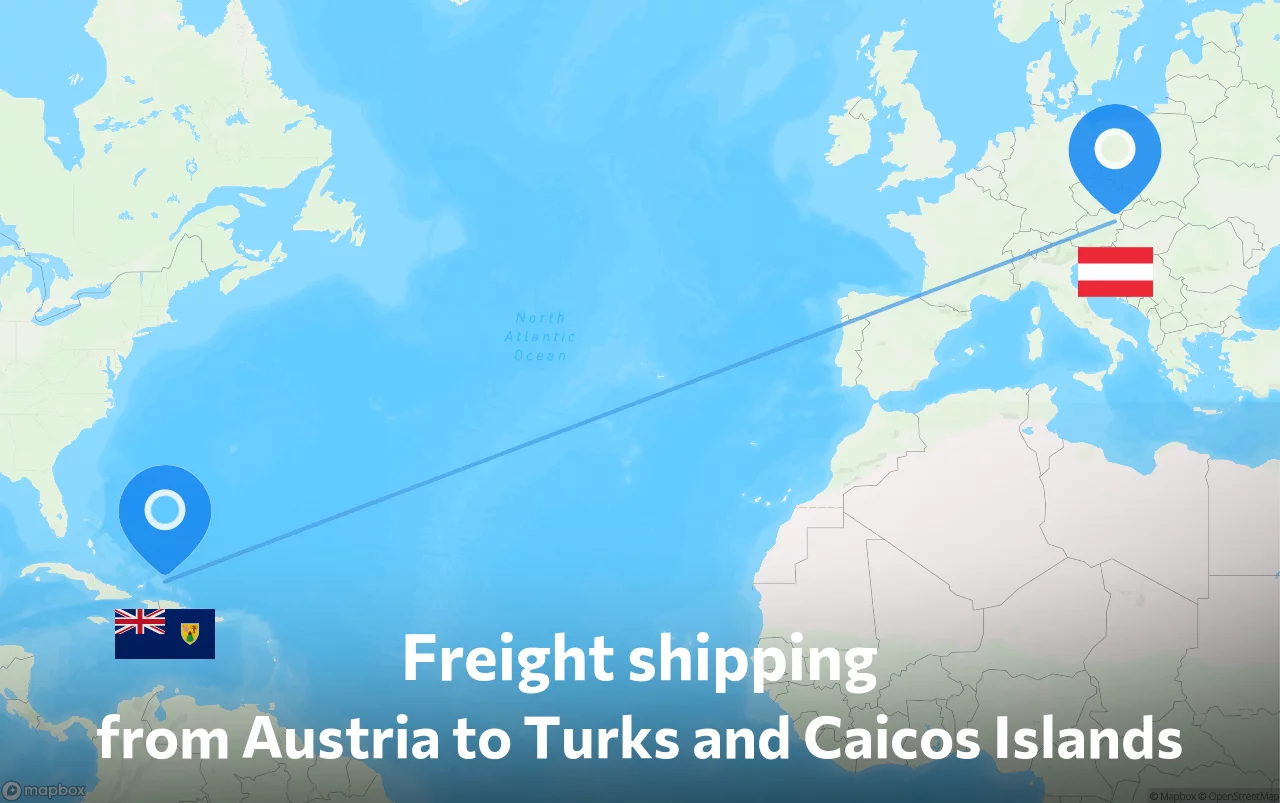 Shipping route from Austria to Turks and Caicos Islands
