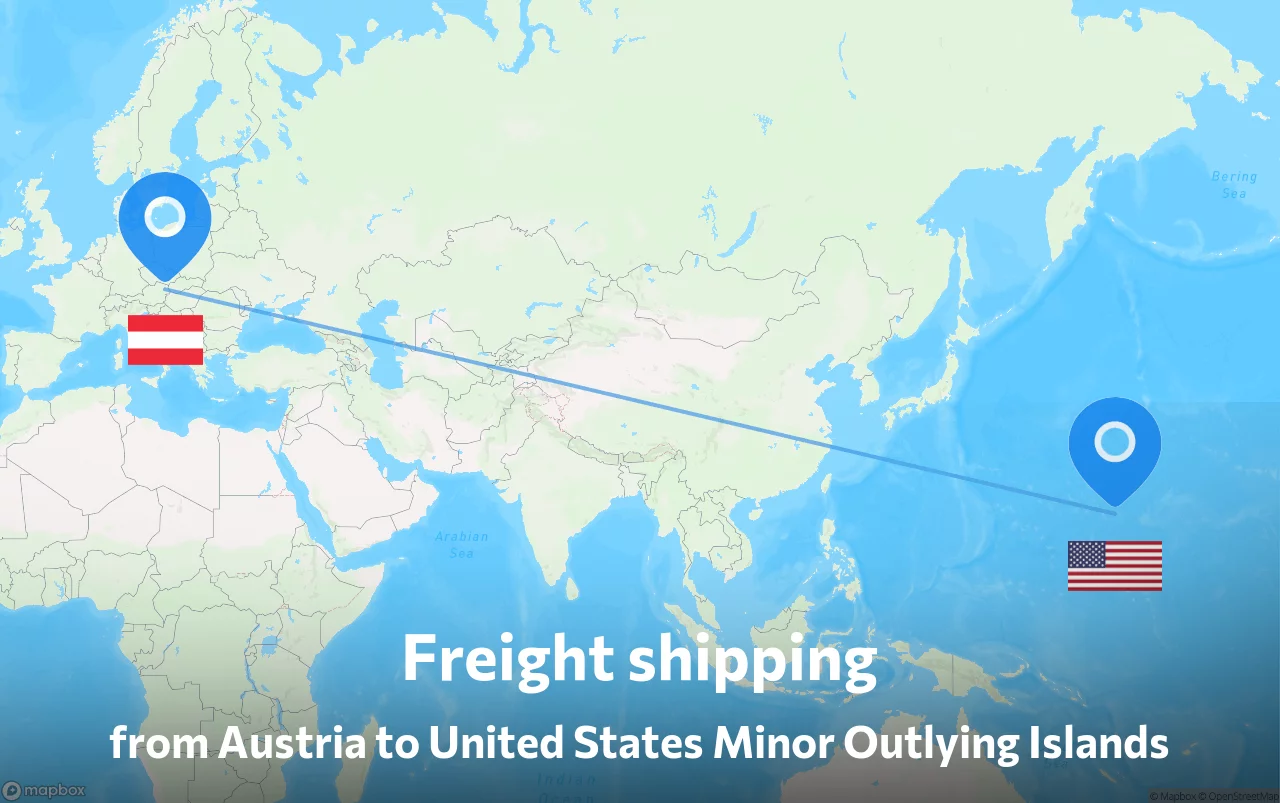 Shipping route from Austria to United States Minor Outlying Islands