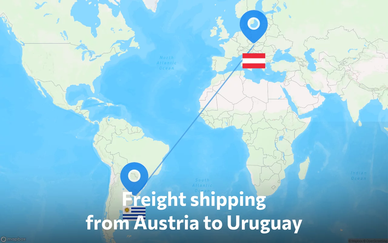 Shipping route from Austria to Uruguay