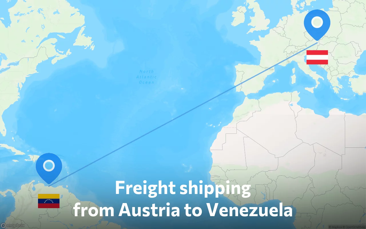 Shipping route from Austria to Venezuela