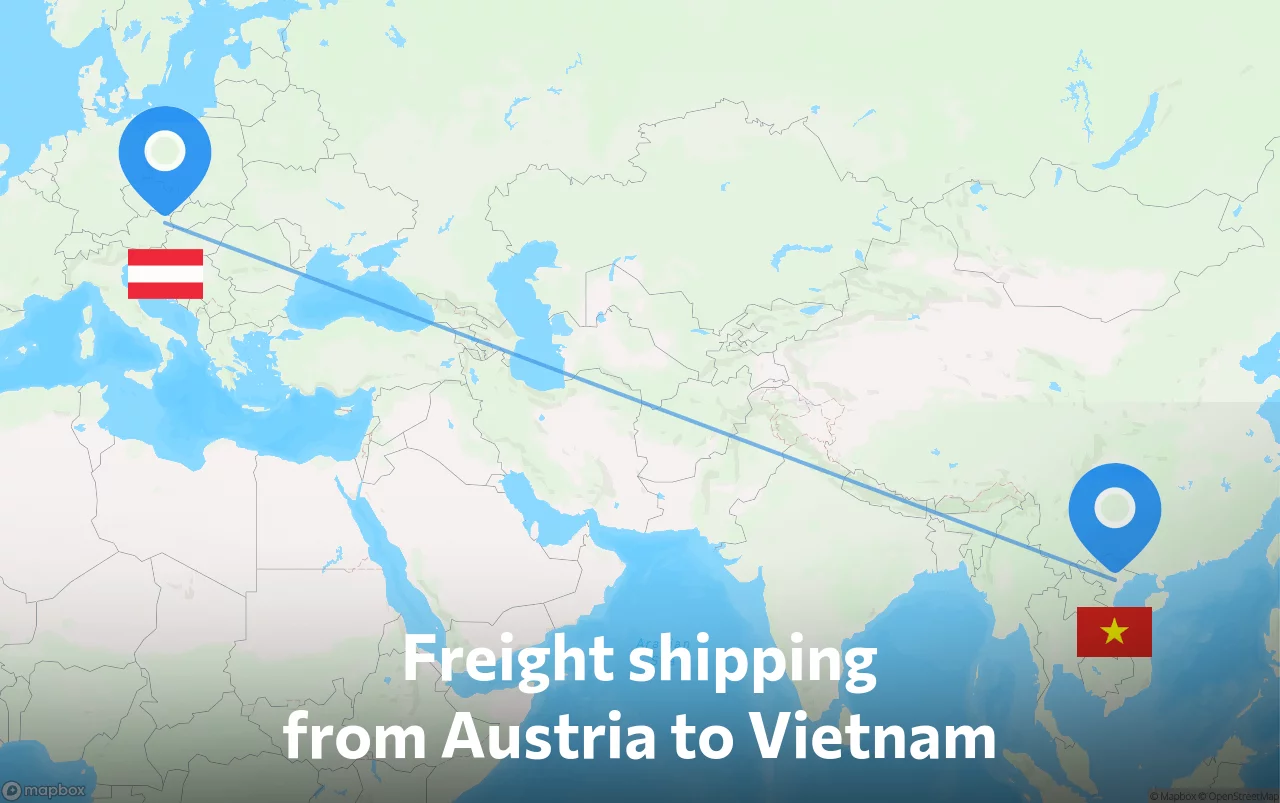 Shipping route from Austria to Vietnam