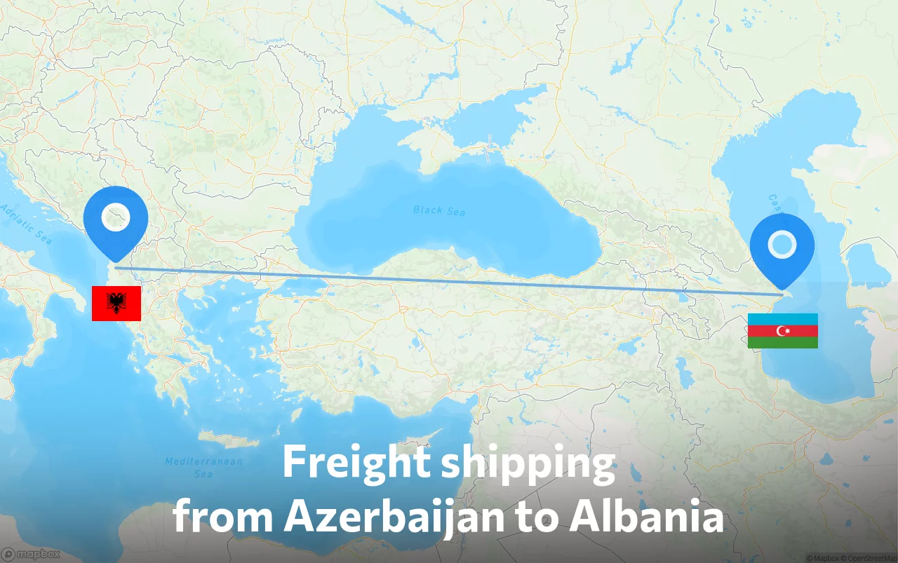 Shipping route from Azerbaijan to Albania