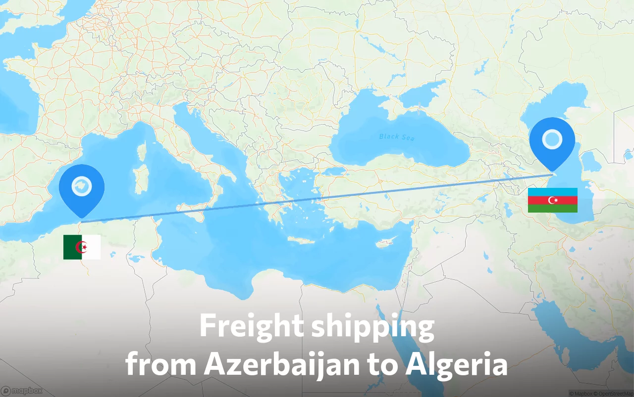 Shipping route from Azerbaijan to Algeria