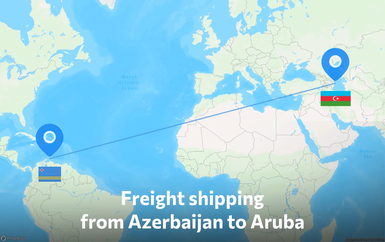Shipping route from Azerbaijan to Aruba