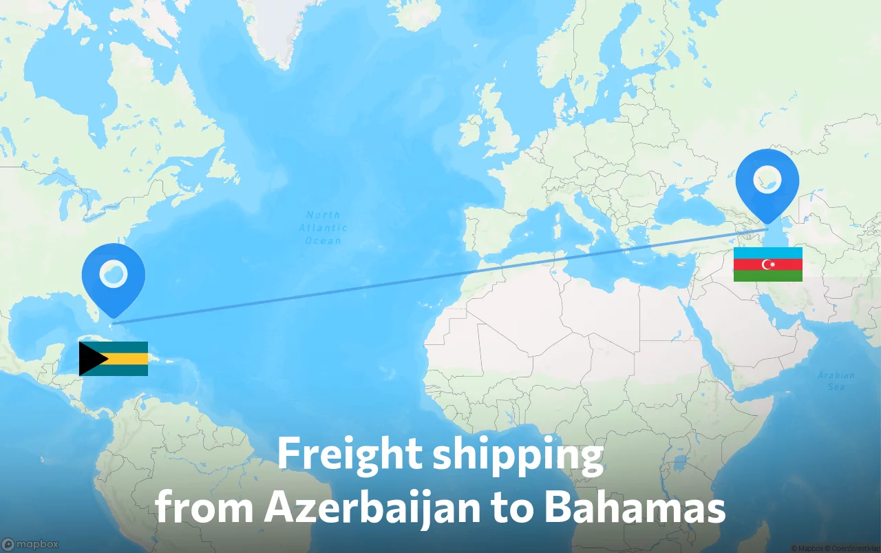 Shipping route from Azerbaijan to Bahamas