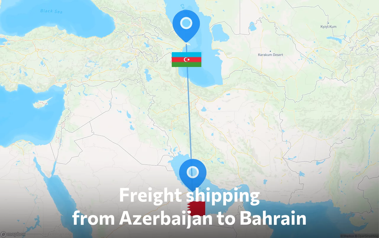 Shipping route from Azerbaijan to Bahrain