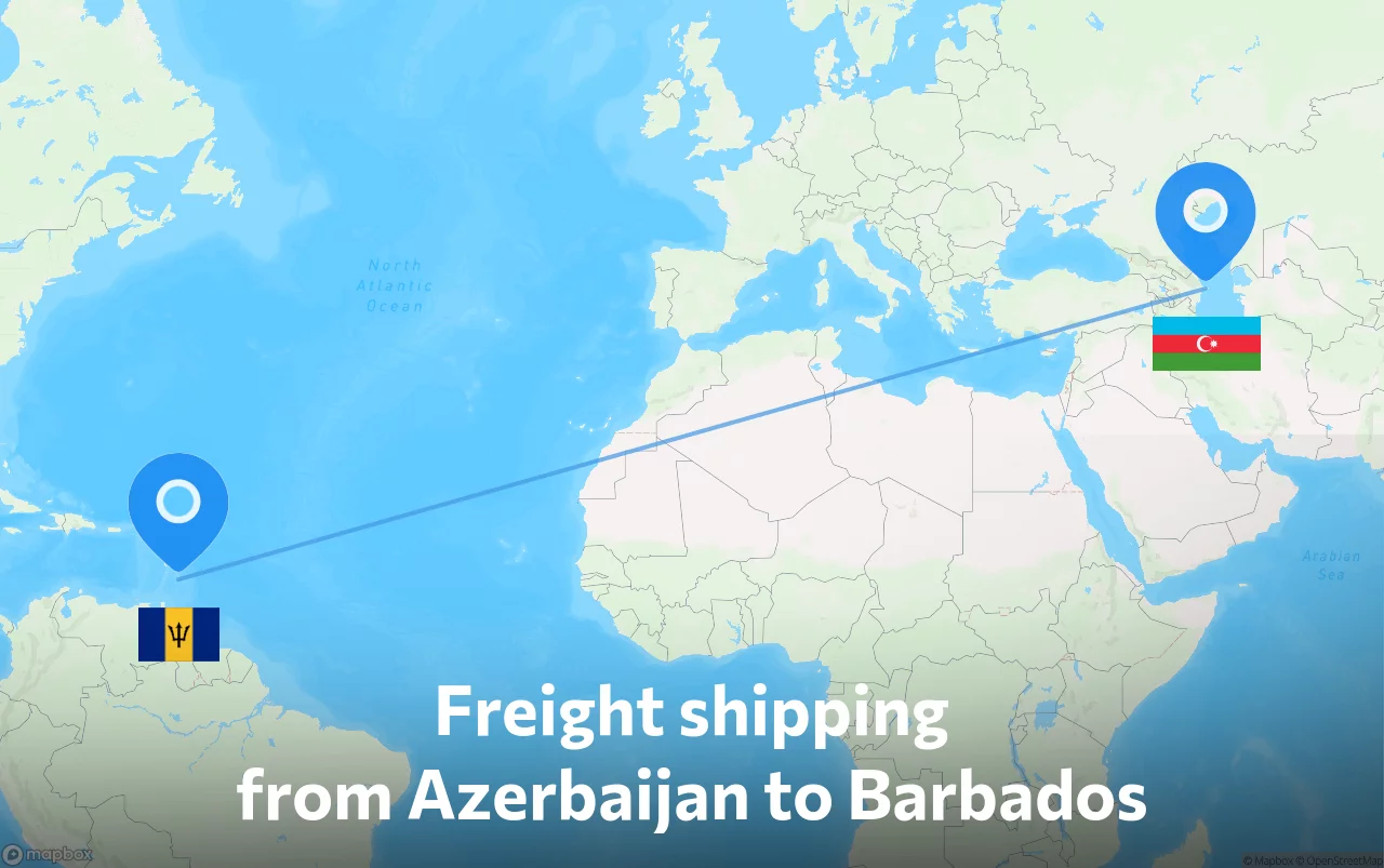 Shipping route from Azerbaijan to Barbados