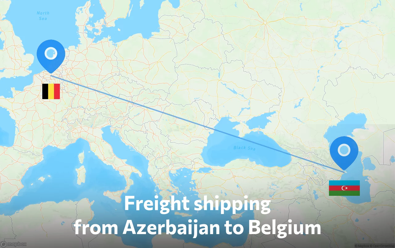 Shipping route from Azerbaijan to Belgium