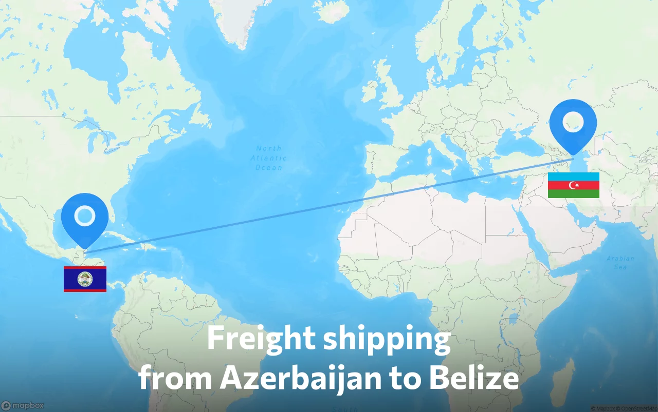 Shipping route from Azerbaijan to Belize