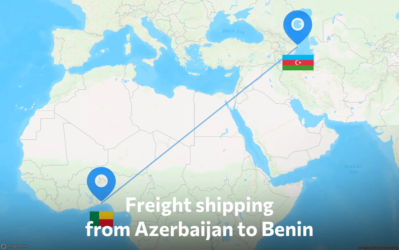 Shipping route from Azerbaijan to Benin