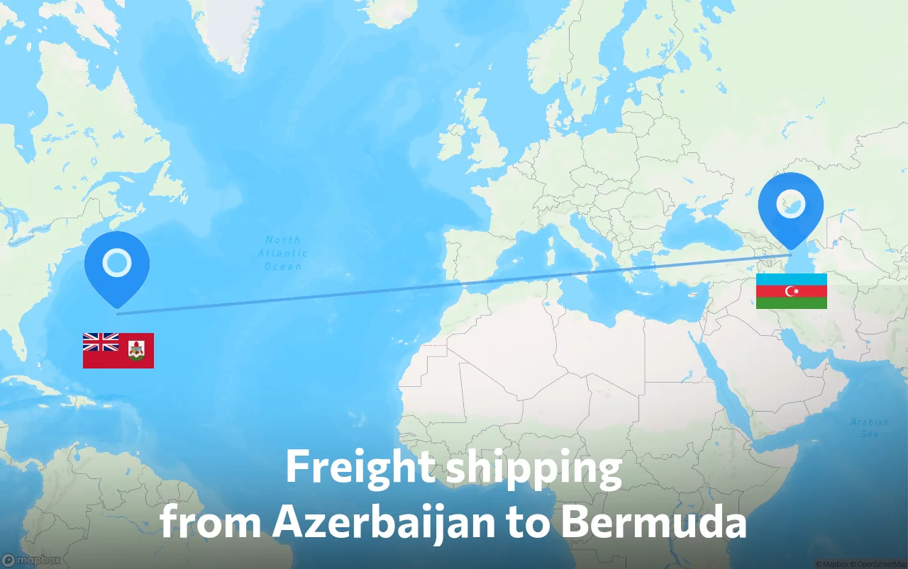 Shipping route from Azerbaijan to Bermuda
