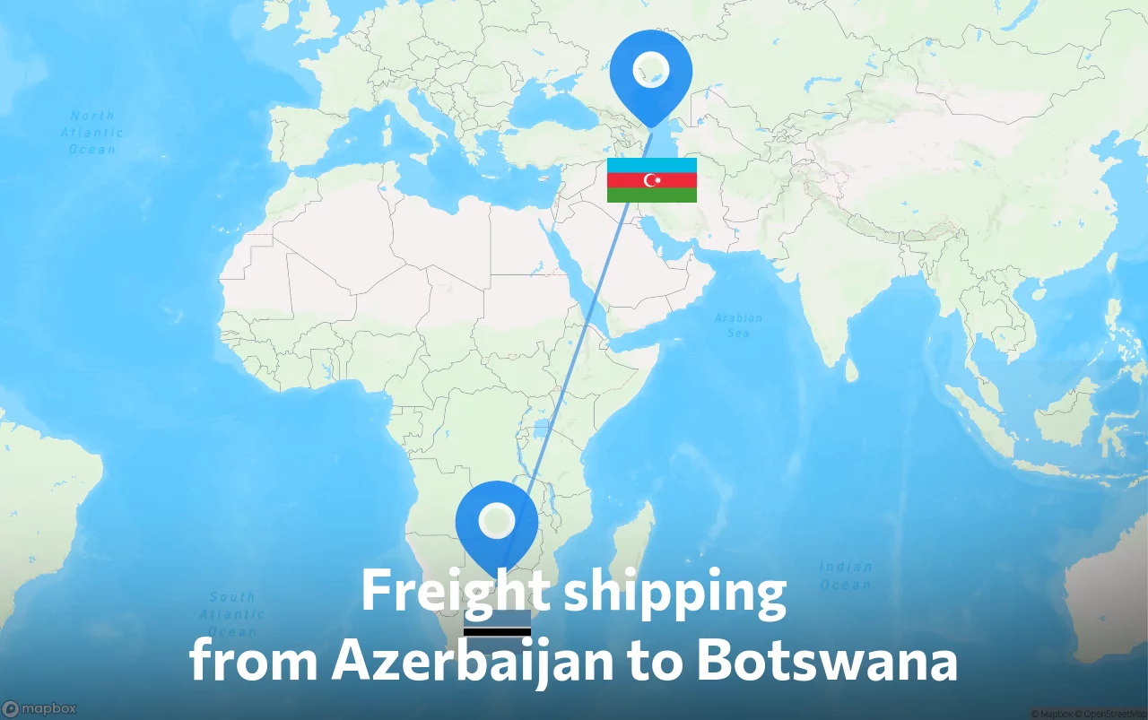 Shipping route from Azerbaijan to Botswana