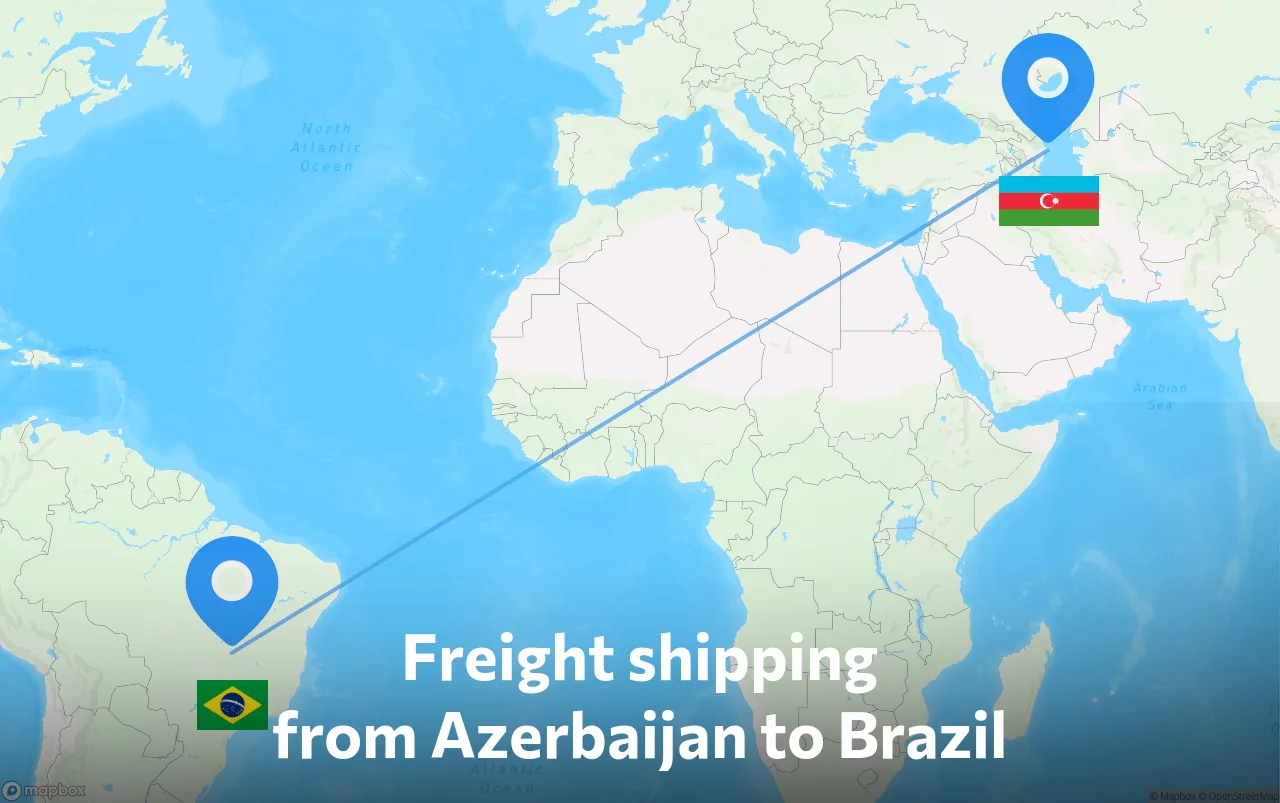 Shipping route from Azerbaijan to Brazil