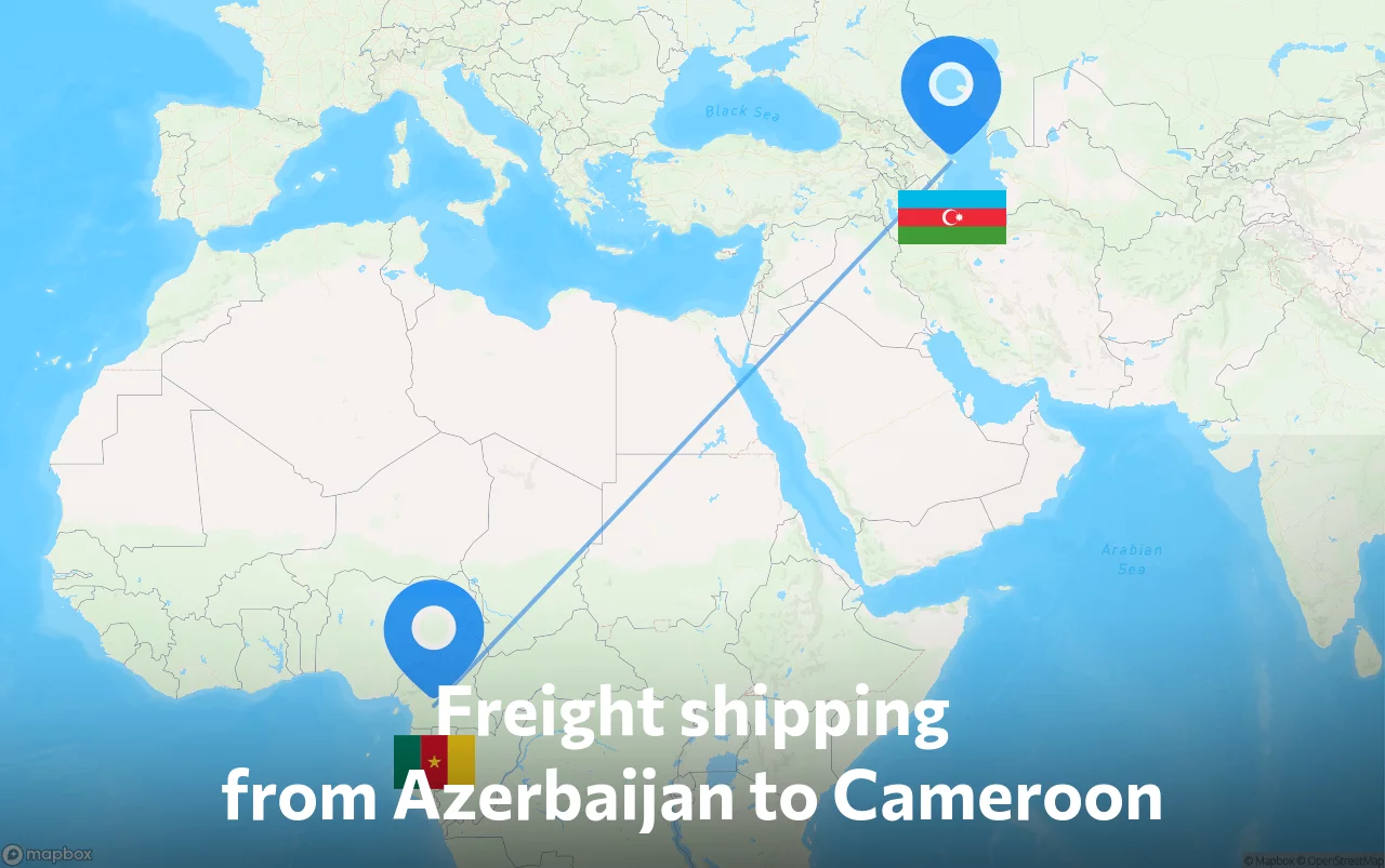 Shipping route from Azerbaijan to Cameroon