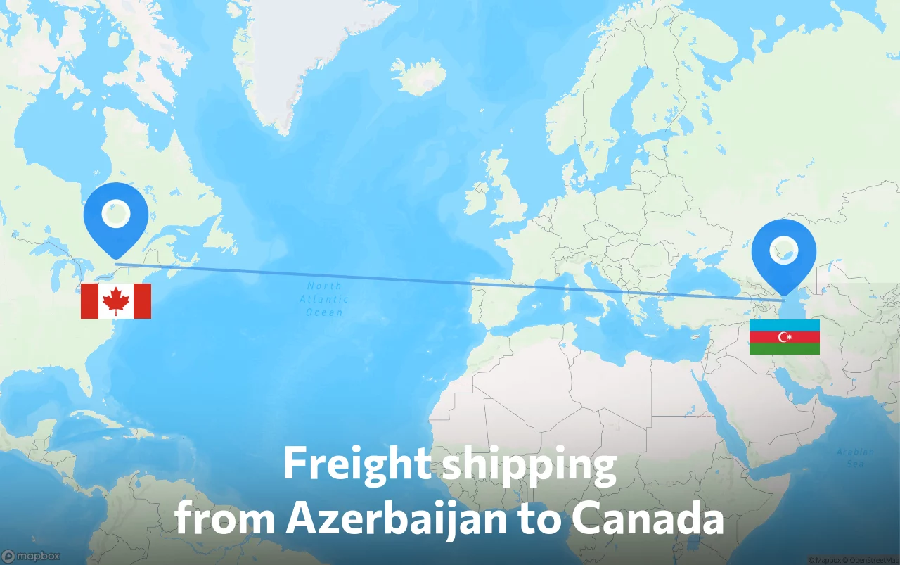 Shipping route from Azerbaijan to Canada