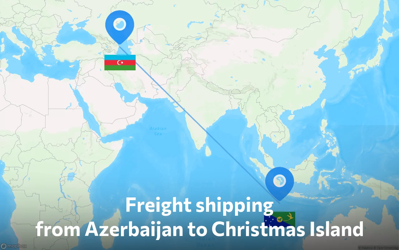 Shipping route from Azerbaijan to Christmas Island