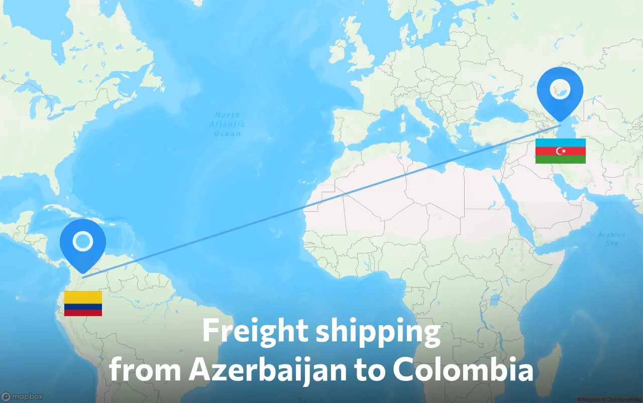Shipping route from Azerbaijan to Colombia