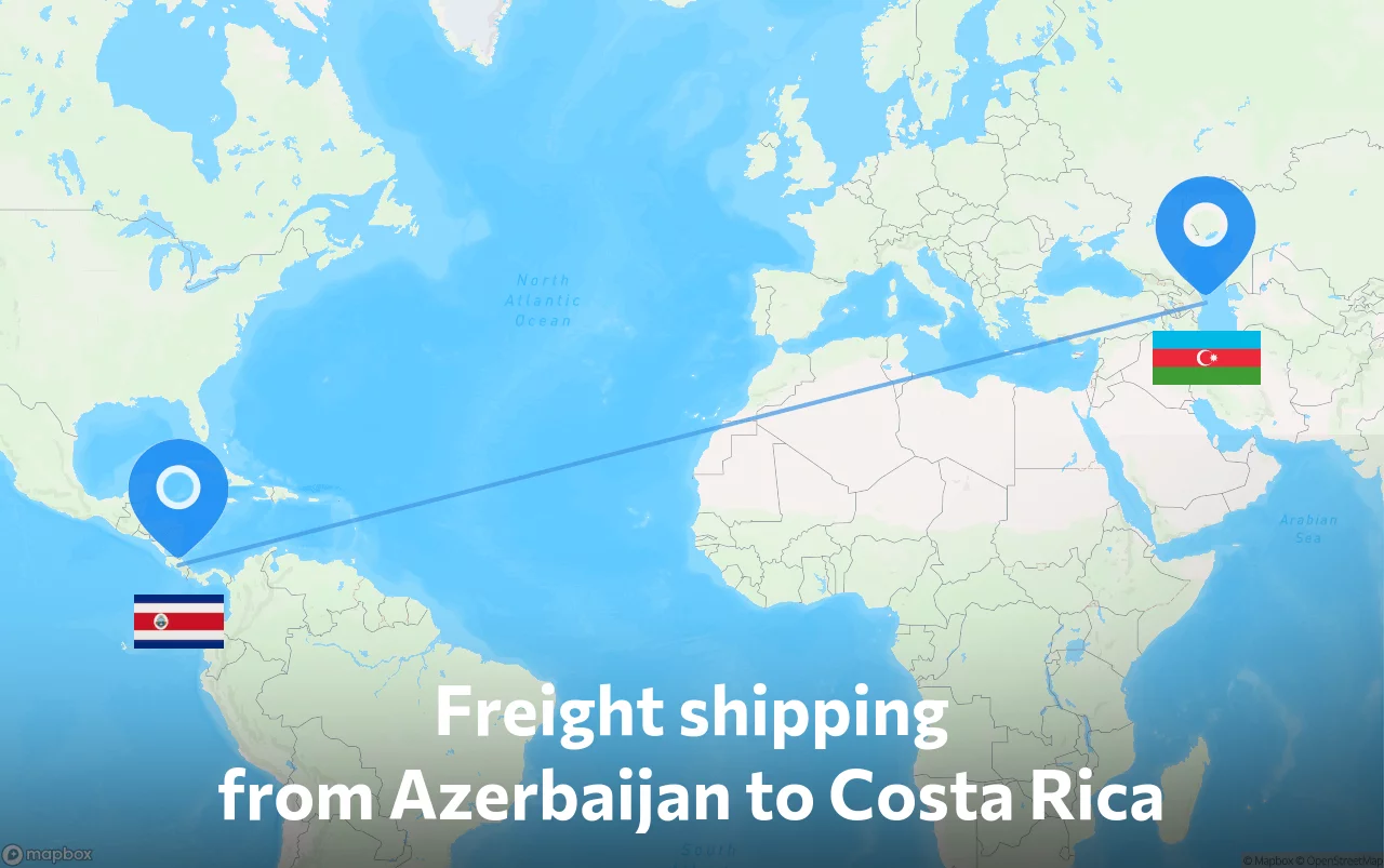 Shipping route from Azerbaijan to Costa Rica