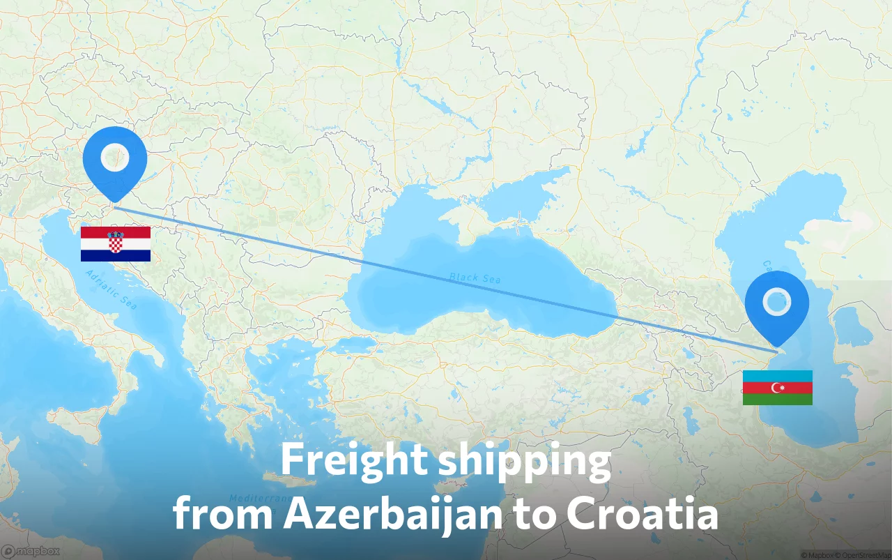 Shipping route from Azerbaijan to Croatia