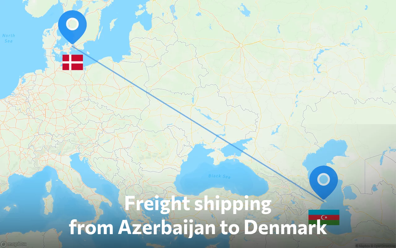 Shipping route from Azerbaijan to Denmark