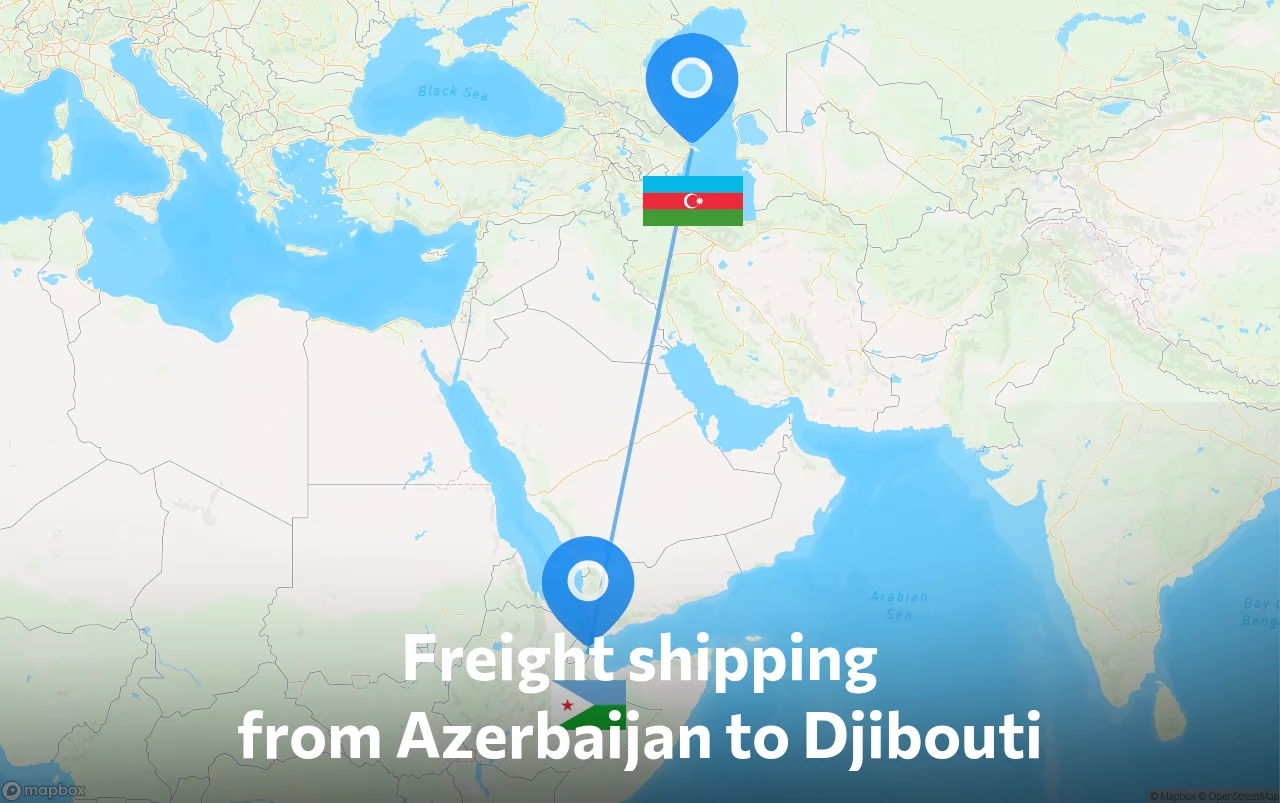 Shipping route from Azerbaijan to Djibouti