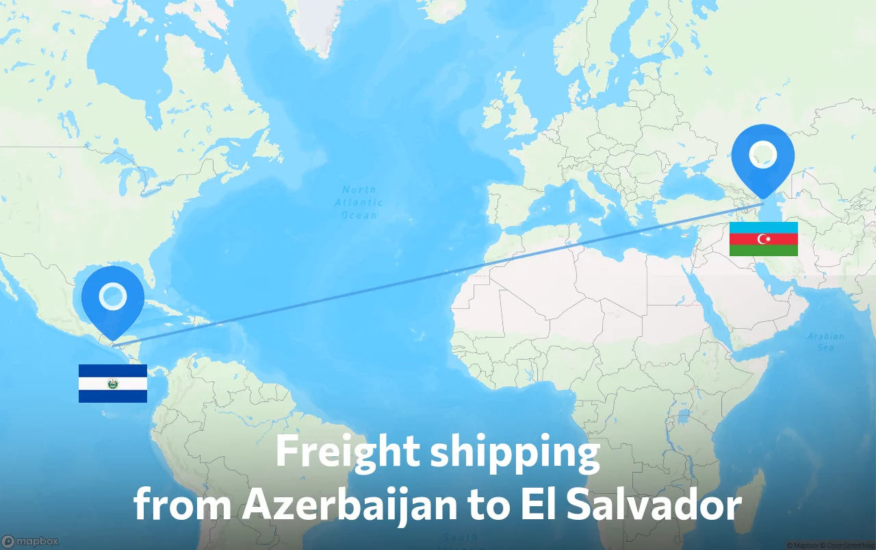 Shipping route from Azerbaijan to El Salvador