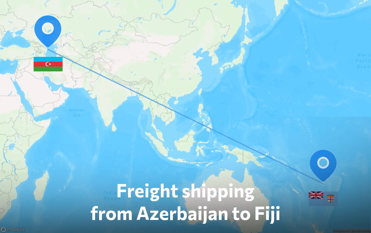 Shipping route from Azerbaijan to Fiji
