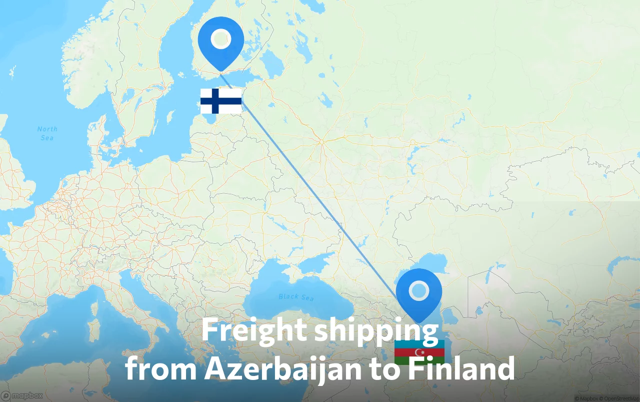 Shipping route from Azerbaijan to Finland