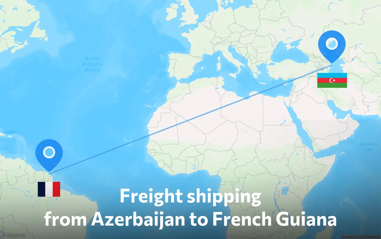 Shipping route from Azerbaijan to French Guiana