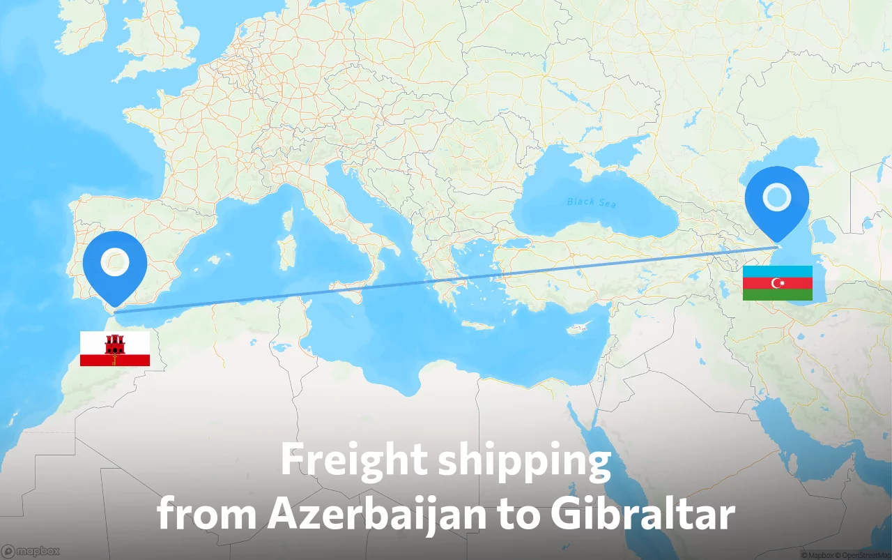Shipping route from Azerbaijan to Gibraltar