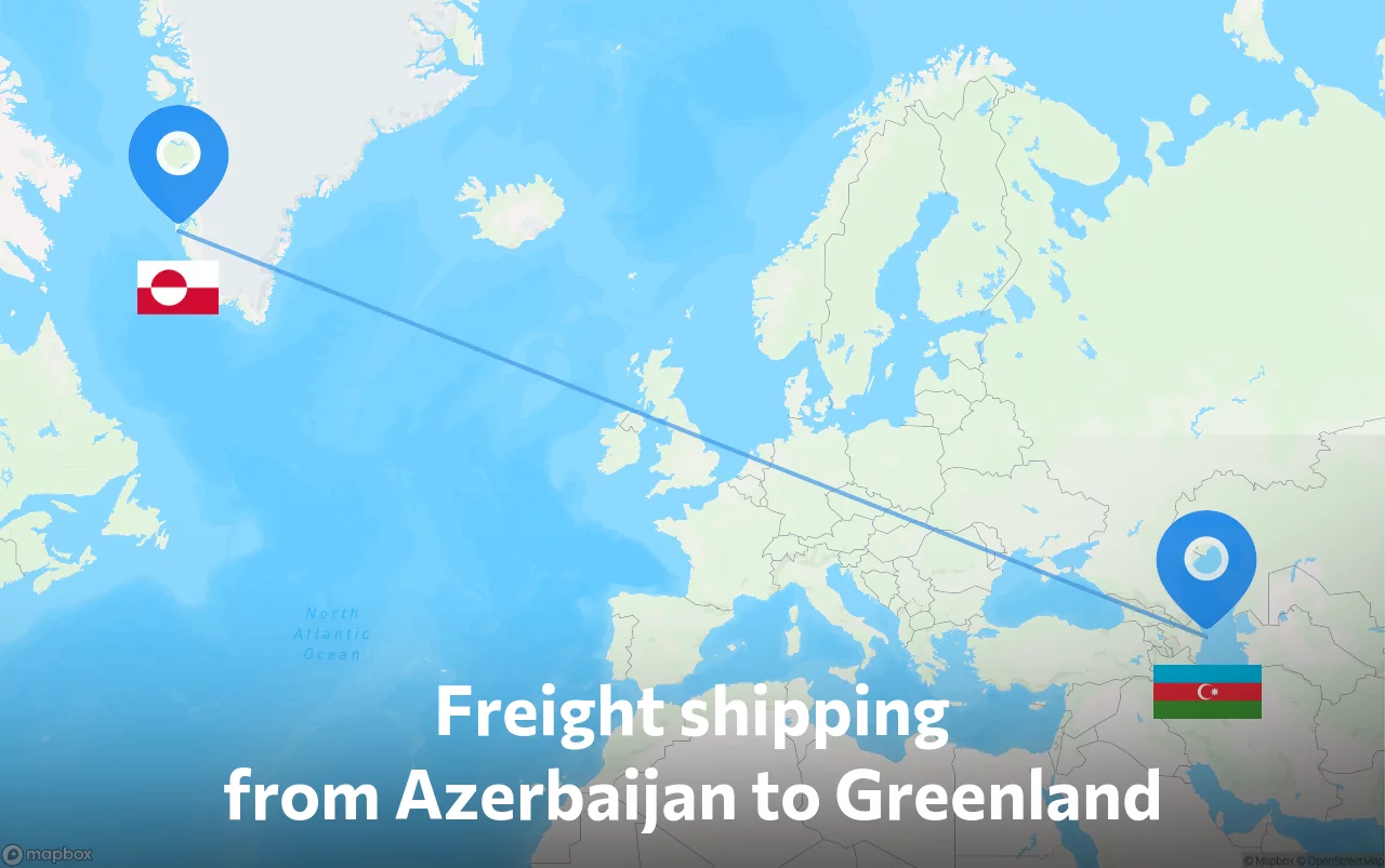 Shipping route from Azerbaijan to Greenland