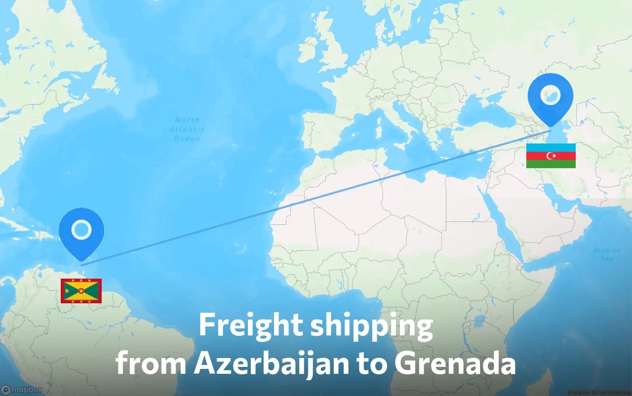 Shipping route from Azerbaijan to Grenada
