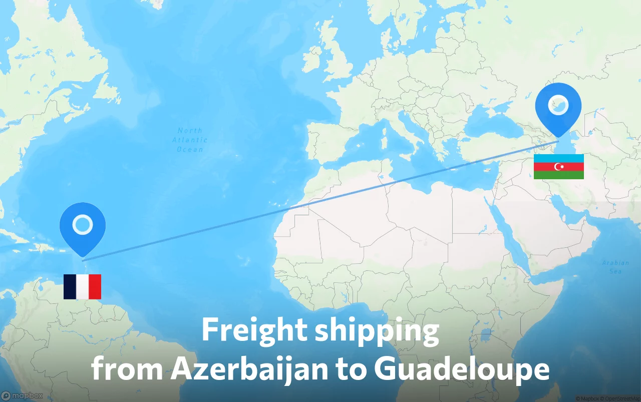Shipping route from Azerbaijan to Guadeloupe