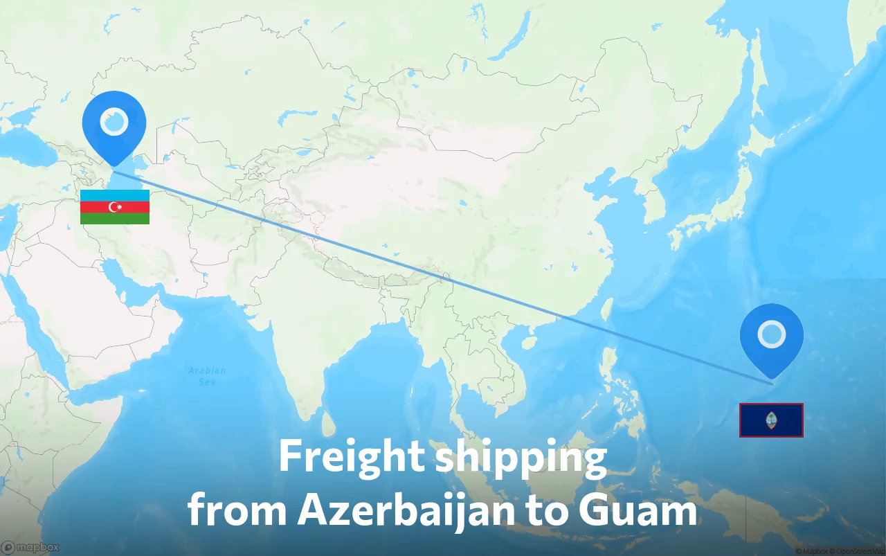 Shipping route from Azerbaijan to Guam