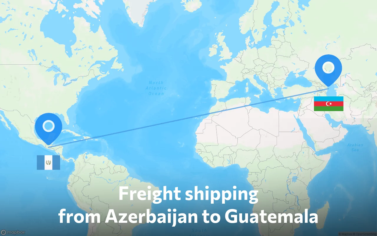 Shipping route from Azerbaijan to Guatemala