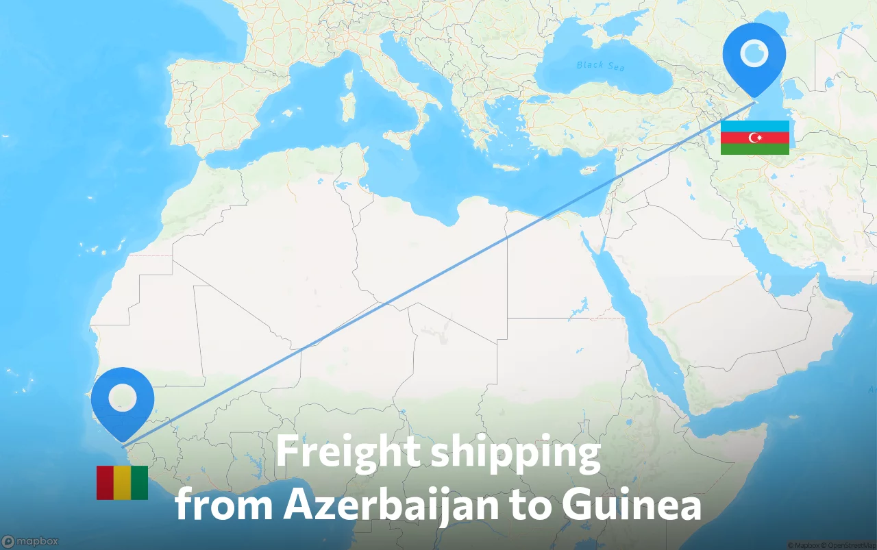 Shipping route from Azerbaijan to Guinea