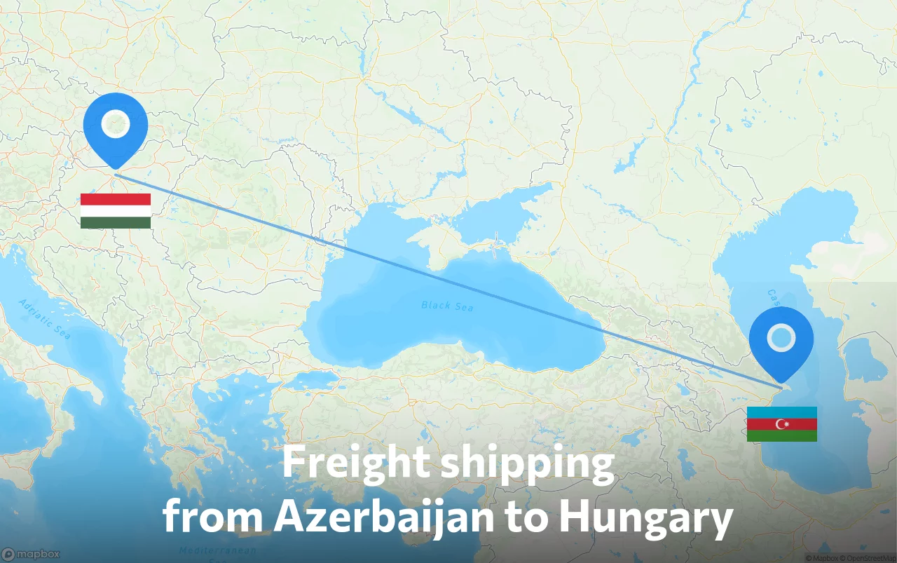 Shipping route from Azerbaijan to Hungary
