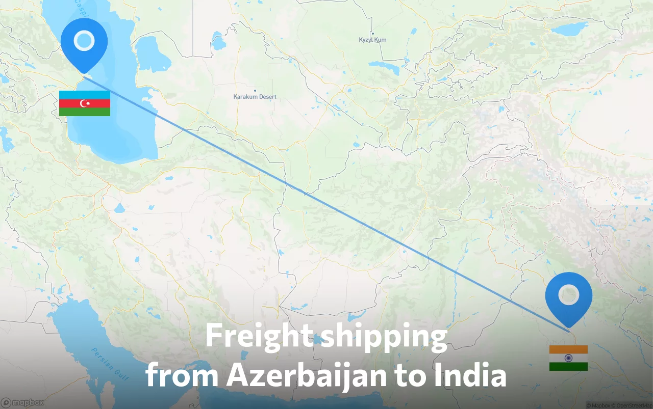 Shipping route from Azerbaijan to India