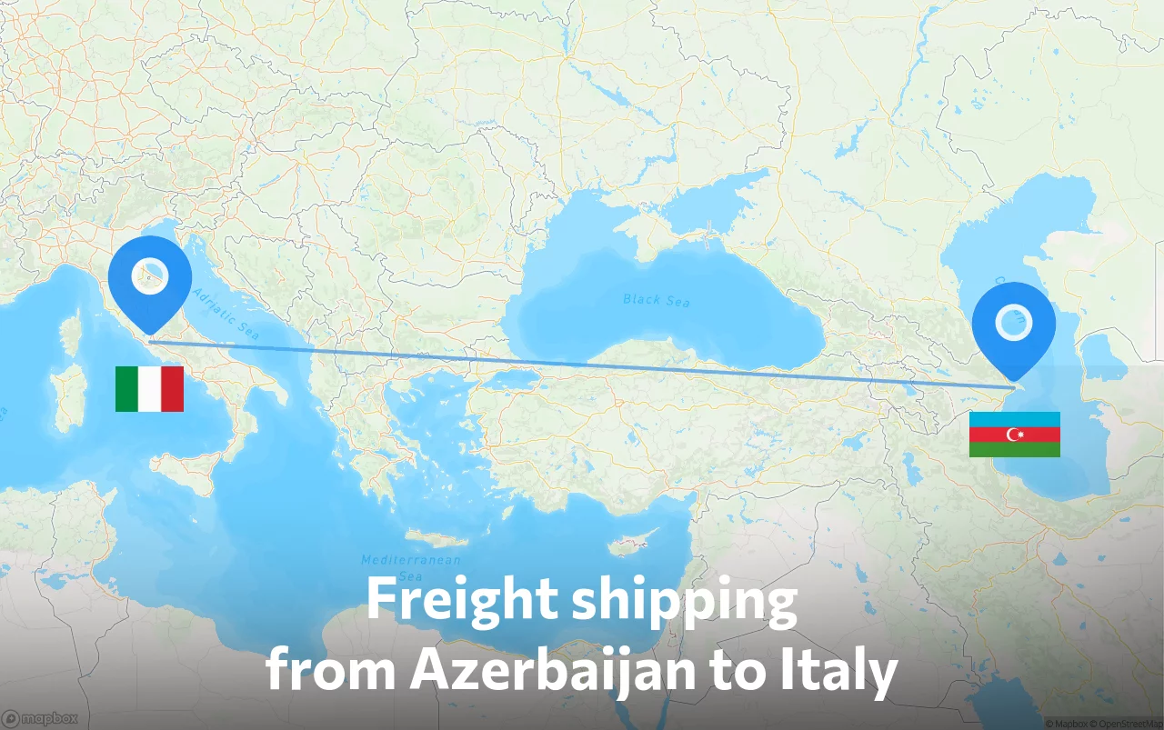 Shipping route from Azerbaijan to Italy