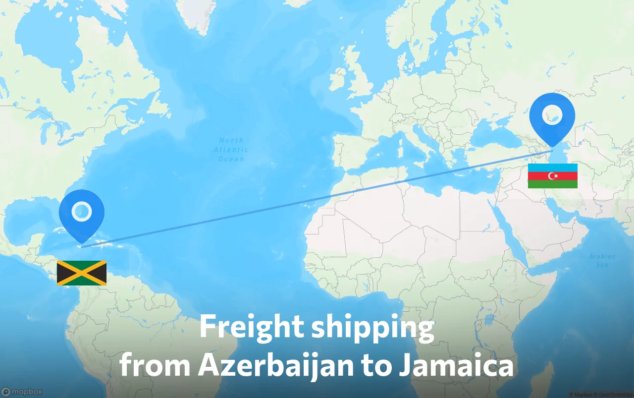Shipping route from Azerbaijan to Jamaica