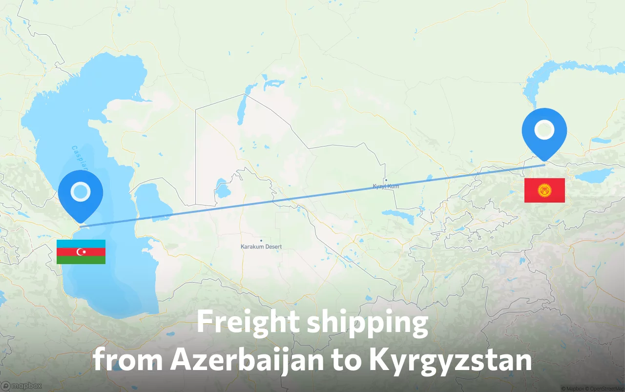 Shipping route from Azerbaijan to Kyrgyzstan