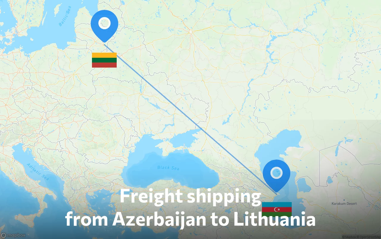 Shipping route from Azerbaijan to Lithuania
