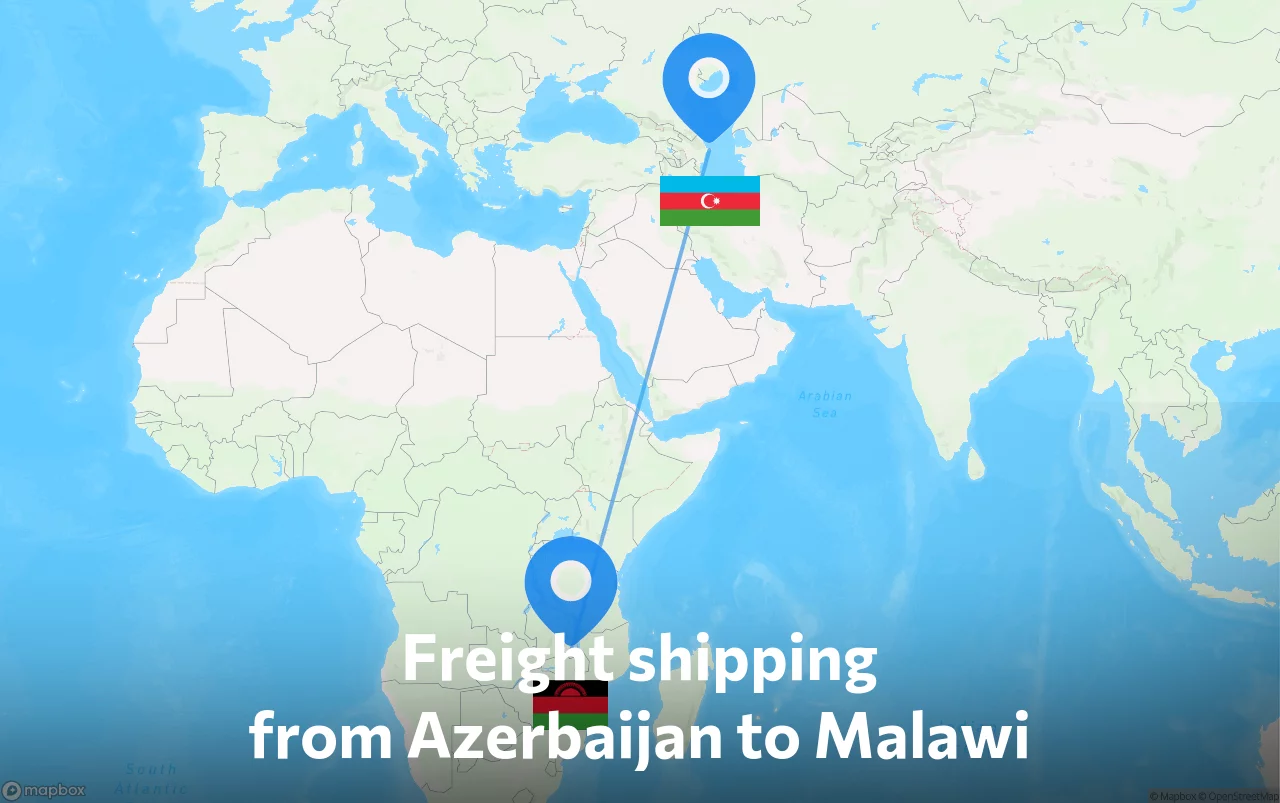 Shipping route from Azerbaijan to Malawi