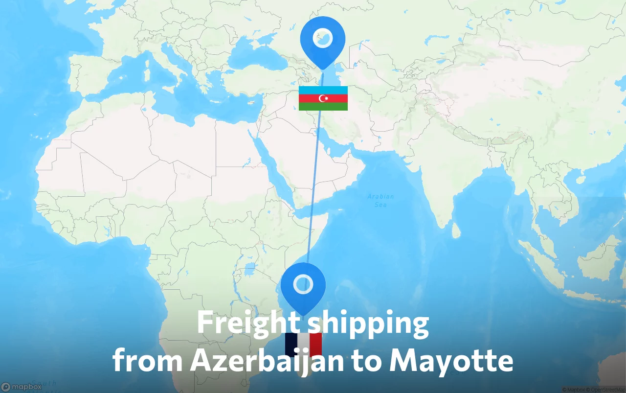Shipping route from Azerbaijan to Mayotte